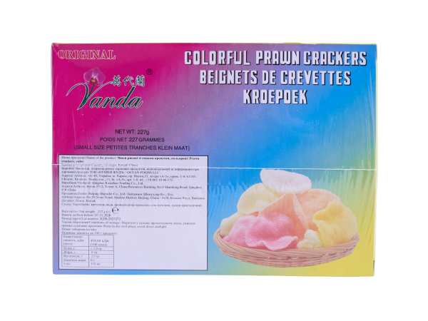 Чіпси рисові зі смаком креветки Vanda 227 г Кольорові